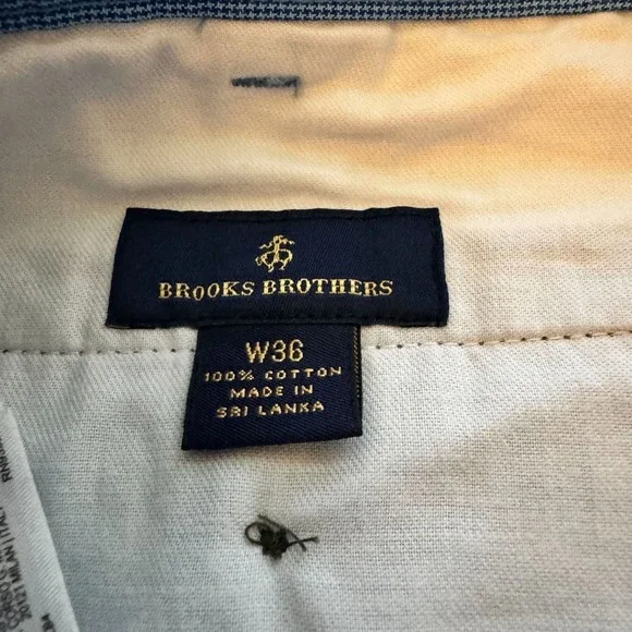 Brooks Brothers Shorts Men 36 Blue Cotton Mid Rise Belted Chino Flat Front - Picture 6 of 9